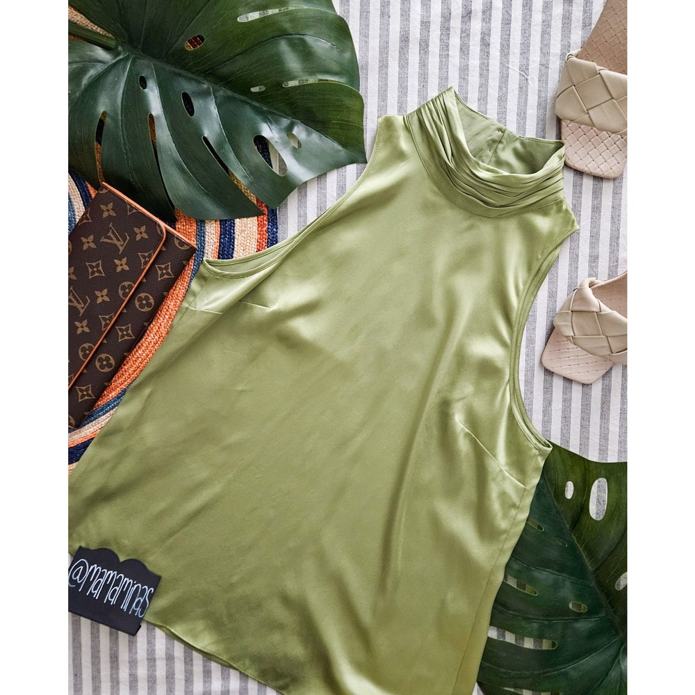 Cinq à Sept Olive Green Sleeveless Blouse